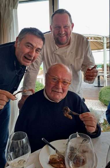 DA SX SIMONE FRACASSI, GIANNI MERCATALI E LO CHEF ANGELO TORCIGLIANI